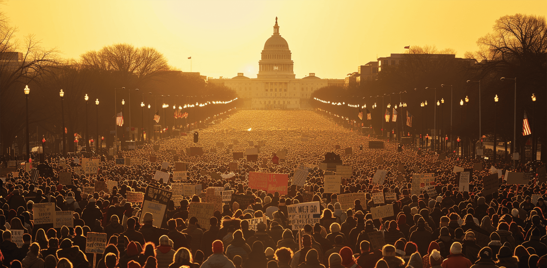 Crowd of Americans gathered at the Capitol